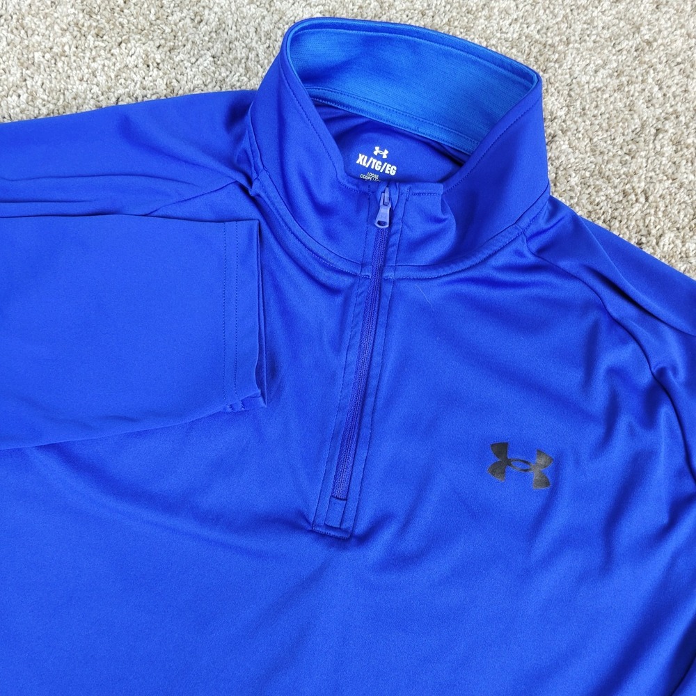 Under Armour Mens XL Solid Blue Performance Stretch Quarter Zip Lightweight